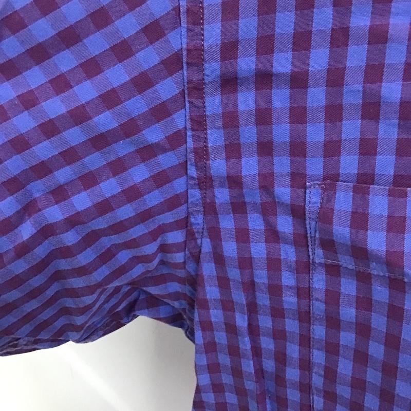 マジカルモッシュミスフィッツ MxMxM シャツ、ブラウス 半袖 ボタンダウン チェック L ロゴ、文字 紫 / パープル /  メンズ USED 古着 中古 10091922