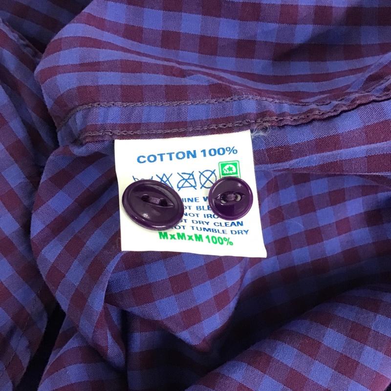 マジカルモッシュミスフィッツ MxMxM シャツ、ブラウス 半袖 ボタンダウン チェック L ロゴ、文字 紫 / パープル /  メンズ USED 古着 中古 10091922