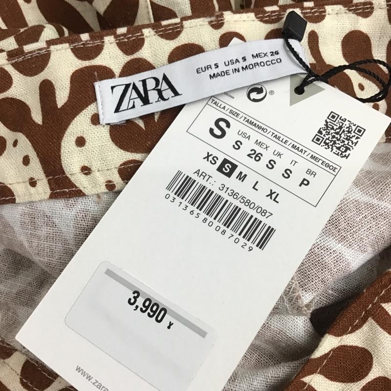 ザラ ZARA パンツ ショートパンツ 3136 580 087 S 総柄 茶 / ブラウン / X ベージュ / ベージュ / レディース USED 古着 中古 10091951