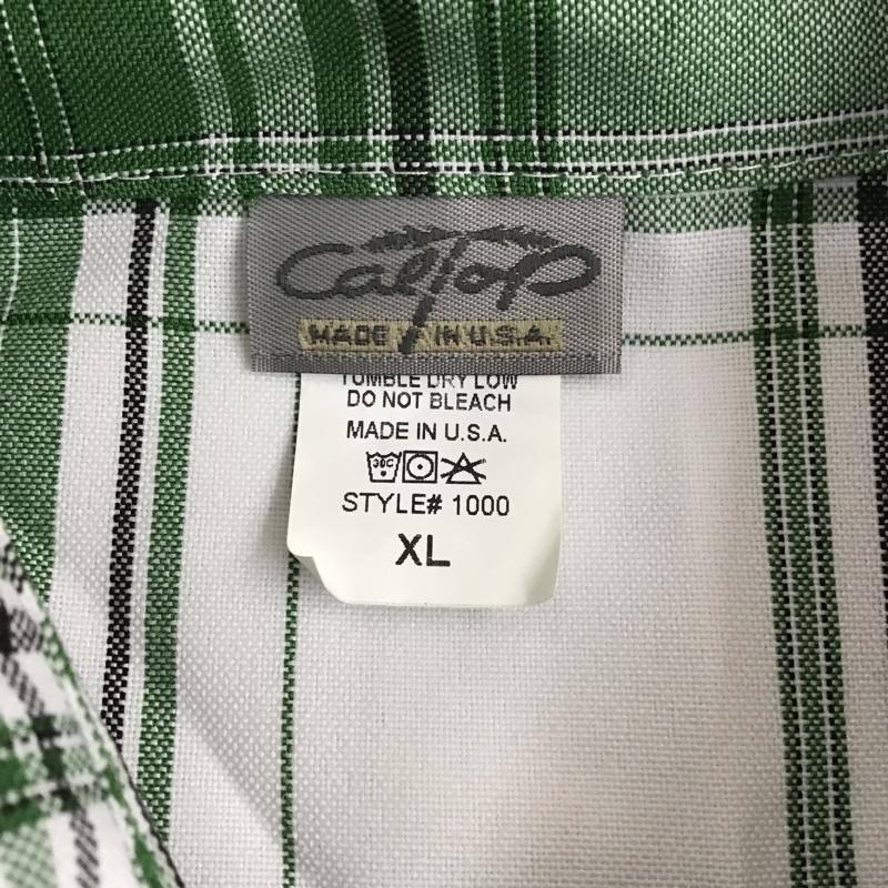 キャルトップ CALTOP シャツ、ブラウス 半袖 XL チェック 白 / ホワイト / X 緑 / グリーン /  メンズ USED 古着 中古 10091984