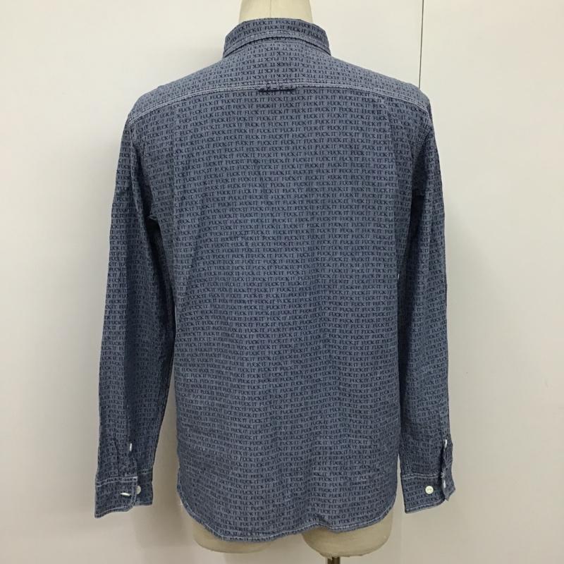 ハフ HUF シャツ、ブラウス 長袖 FUCK IT M 総柄 青 / ブルー / X 紺 / ネイビー /  メンズ USED 古着 中古 10092084