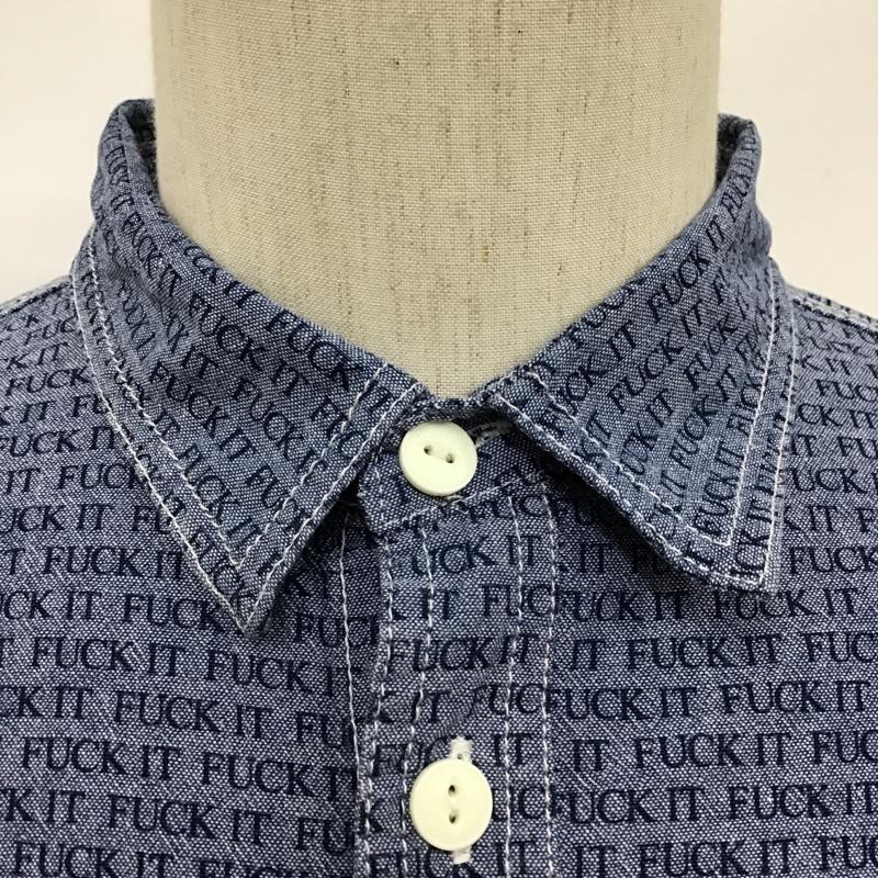 ハフ HUF シャツ、ブラウス 長袖 FUCK IT M 総柄 青 / ブルー / X 紺 / ネイビー /  メンズ USED 古着 中古 10092084