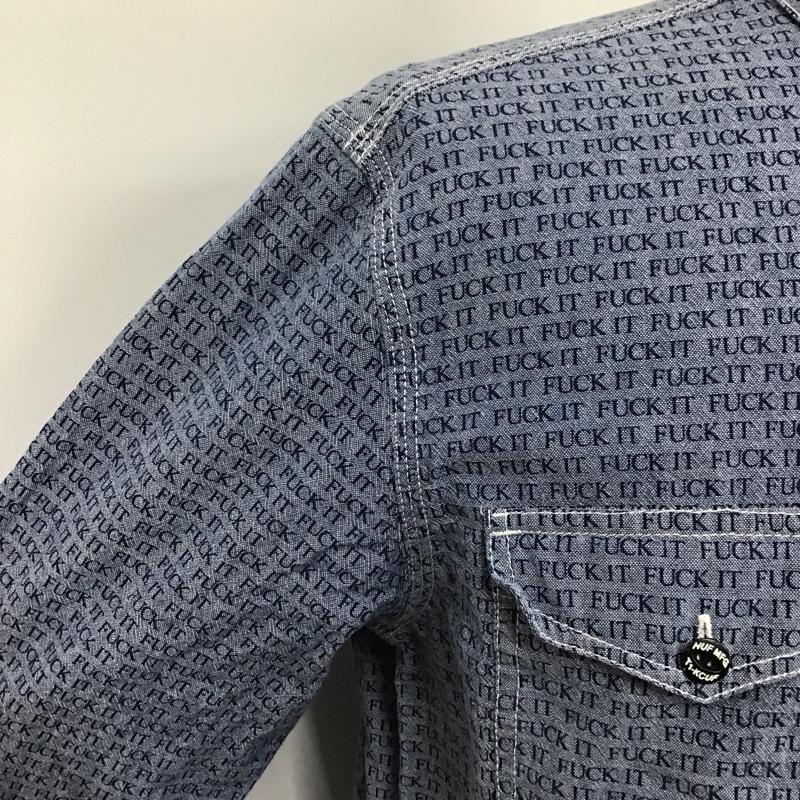 ハフ HUF シャツ、ブラウス 長袖 FUCK IT M 総柄 青 / ブルー / X 紺 / ネイビー /  メンズ USED 古着 中古 10092084