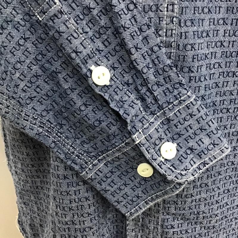 ハフ HUF シャツ、ブラウス 長袖 FUCK IT M 総柄 青 / ブルー / X 紺 / ネイビー /  メンズ USED 古着 中古 10092084