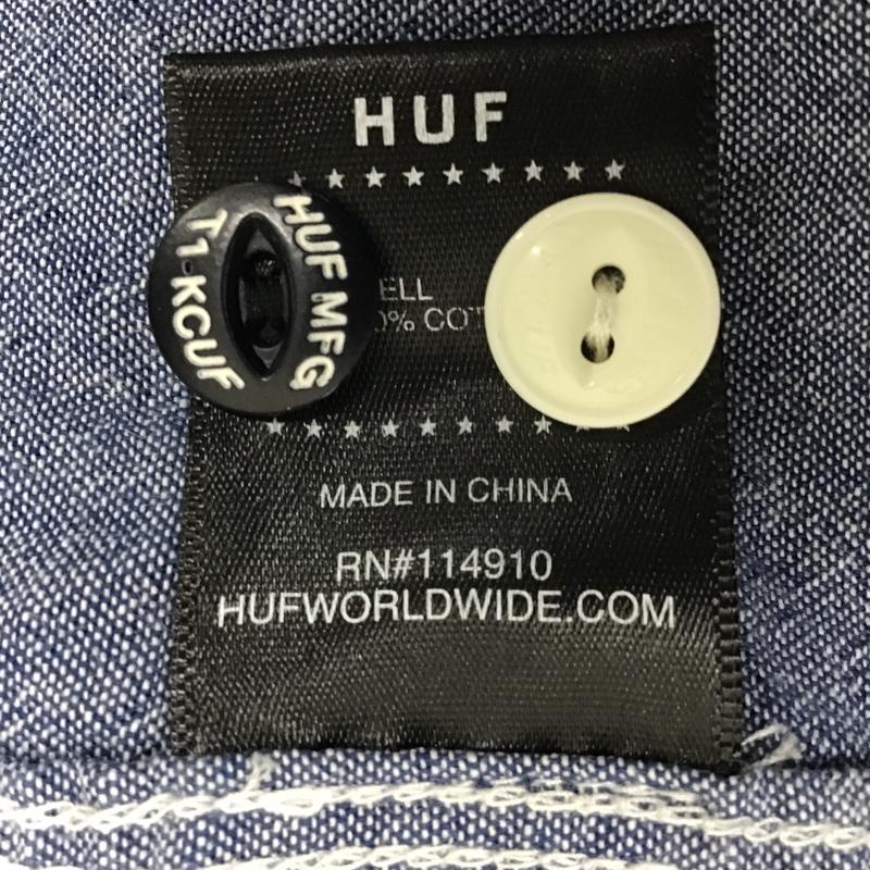 ハフ HUF シャツ、ブラウス 長袖 FUCK IT M 総柄 青 / ブルー / X 紺 / ネイビー /  メンズ USED 古着 中古 10092084