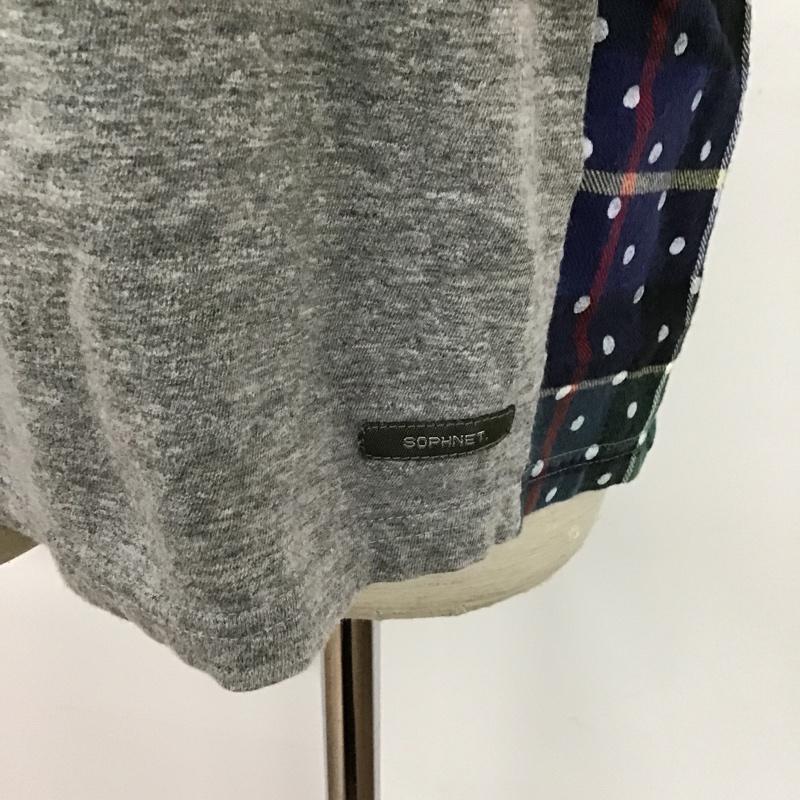 ソフネット SOPHNET. Tシャツ 半袖 SOPH-123106 切替 フランネル ドット チェック XL  灰 / グレー /  メンズ USED 古着 中古 10092143