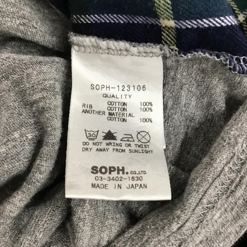 ソフネット SOPHNET. Tシャツ 半袖 SOPH-123106 切替 フランネル ドット チェック XL  灰 / グレー /  メンズ USED 古着 中古 10092143