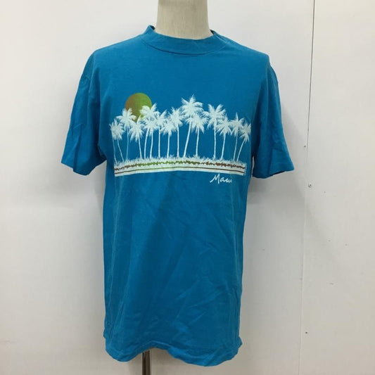 ヘインズ HANES Tシャツ 半袖 ヤシの木 パームツリー L プリント 水色 / ライトブルー /  メンズ USED 古着 中古 10092246