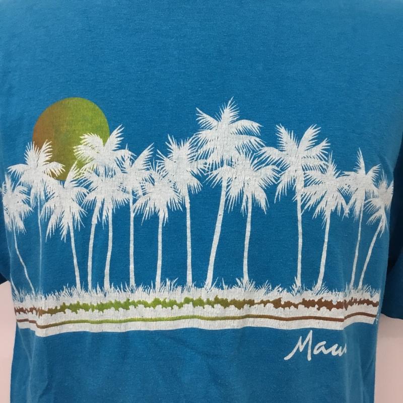 ヘインズ HANES Tシャツ 半袖 ヤシの木 パームツリー L プリント 水色 / ライトブルー /  メンズ USED 古着 中古 10092246