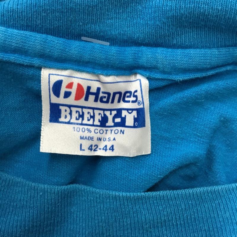 ヘインズ HANES Tシャツ 半袖 ヤシの木 パームツリー L プリント 水色 / ライトブルー /  メンズ USED 古着 中古 10092246