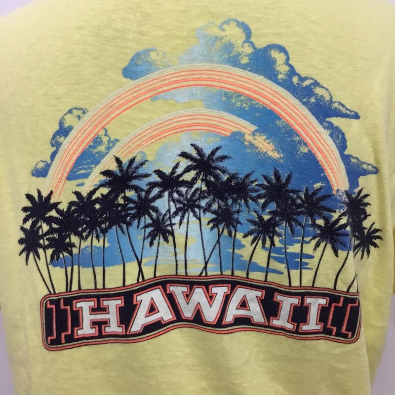 ヘインズ HANES Tシャツ 半袖 バックプリント HAWAII L ロゴ、文字 黄 / イエロー /  メンズ USED 古着 中古 10092250