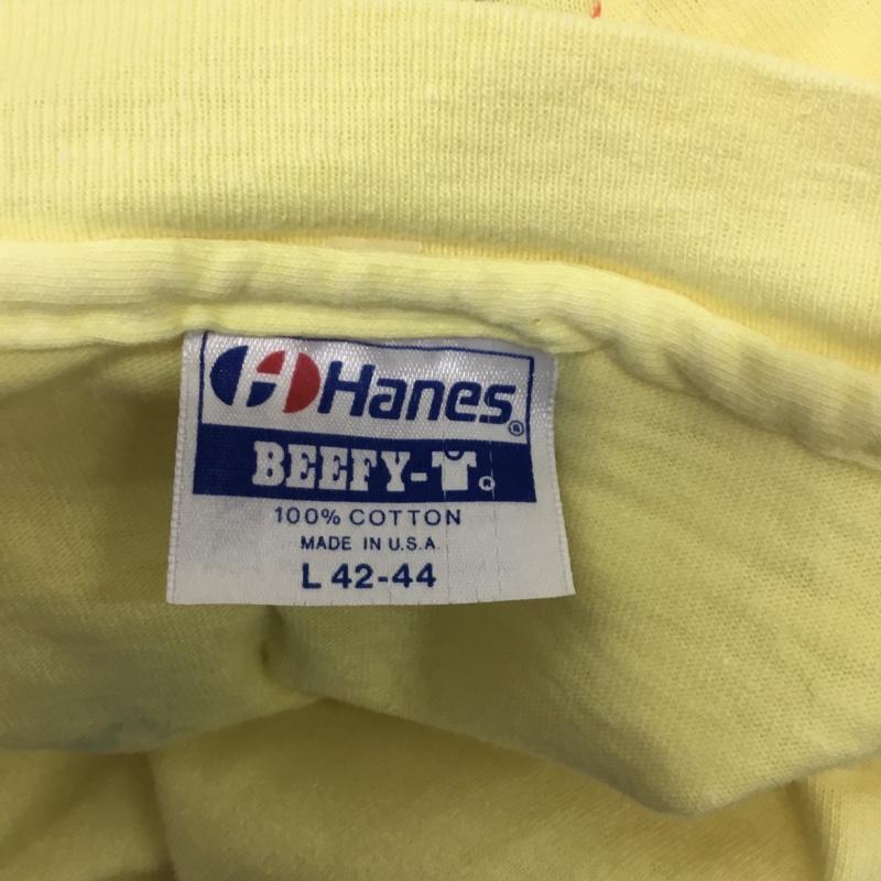 ヘインズ HANES Tシャツ 半袖 バックプリント HAWAII L ロゴ、文字 黄 / イエロー /  メンズ USED 古着 中古 10092250