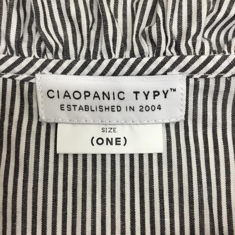 チャオパニック CIAOPANIC カットソー 長袖 フリル長袖ブラウス ビックフリルカラーシャツ ストライプシャツ FREE ストライプ 白 / ホワイト / X 黒 / ブラック / レディース USED 古着 中古 10092251