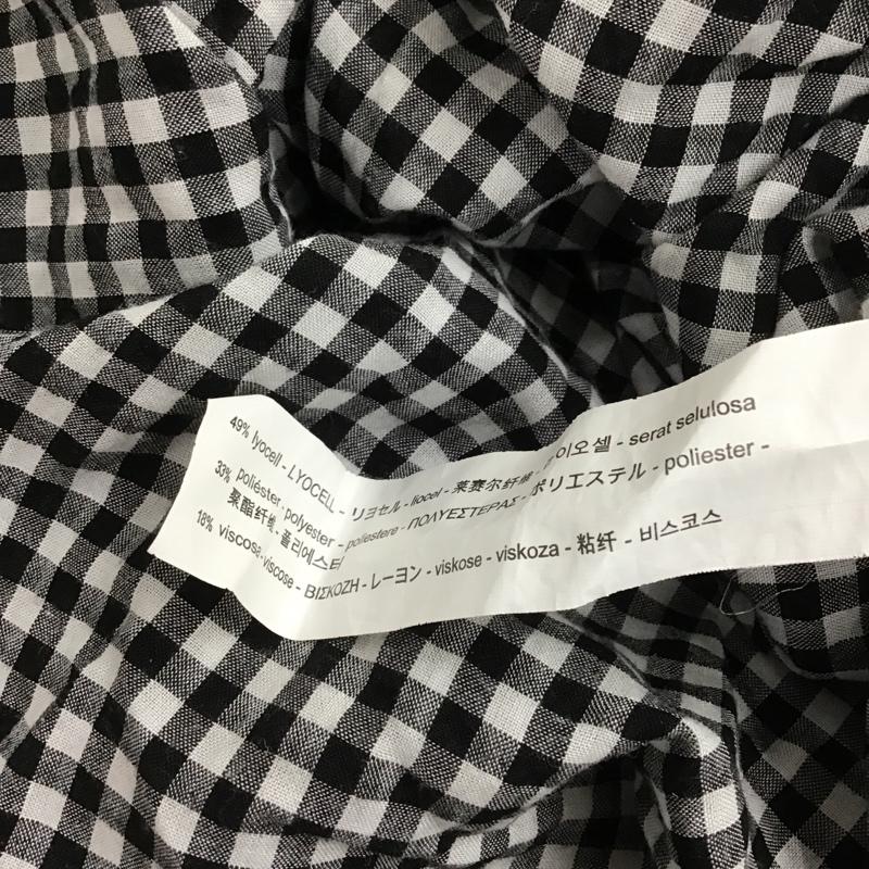 ザラウーマン ZARA WOMAN カットソー 長袖 ギンガムチェックカットソー セーラーカラー BIG襟 フリル S 総柄 X チェック 白 / ホワイト / X 黒 / ブラック /  レディース USED 古着 中古 10092318