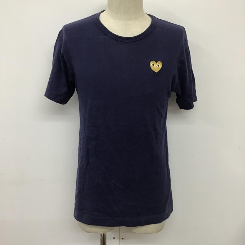 プレイコムデギャルソン PLAY COMME des GARCONS Tシャツ 半袖 AZ-T216 PLAY GOLD HEART ワッペン M ワンポイント 紺 / ネイビー / X 金 / ゴールド /  メンズ USED 古着 中古 10092435