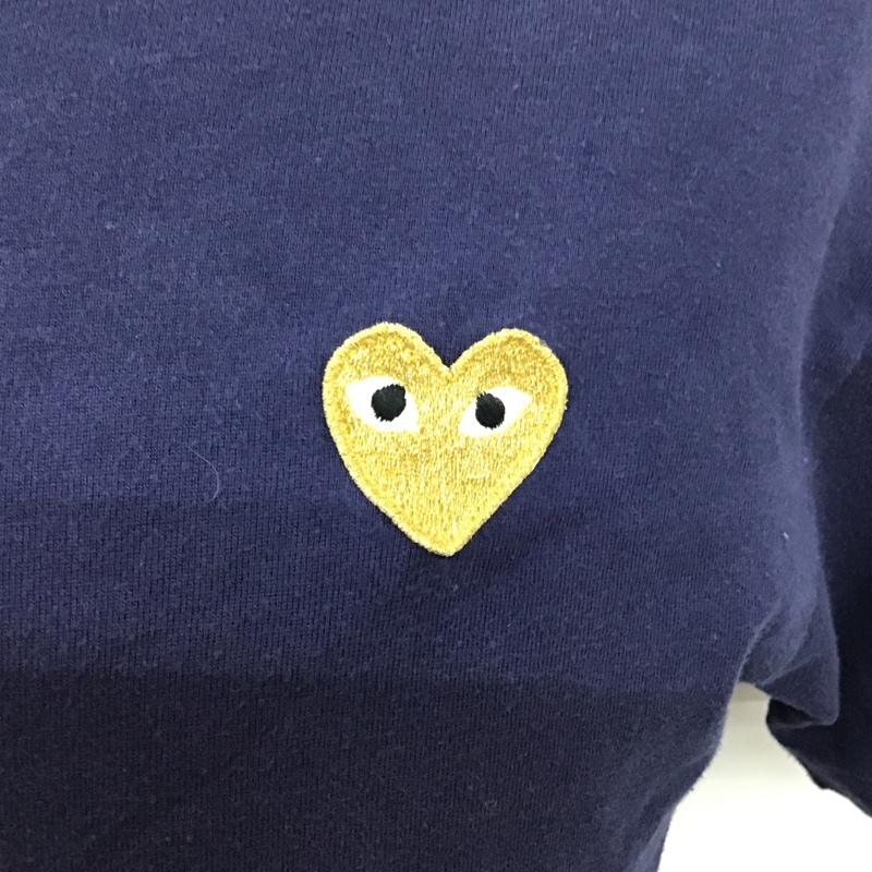 プレイコムデギャルソン PLAY COMME des GARCONS Tシャツ 半袖 AZ-T216 PLAY GOLD HEART ワッペン M ワンポイント 紺 / ネイビー / X 金 / ゴールド /  メンズ USED 古着 中古 10092435