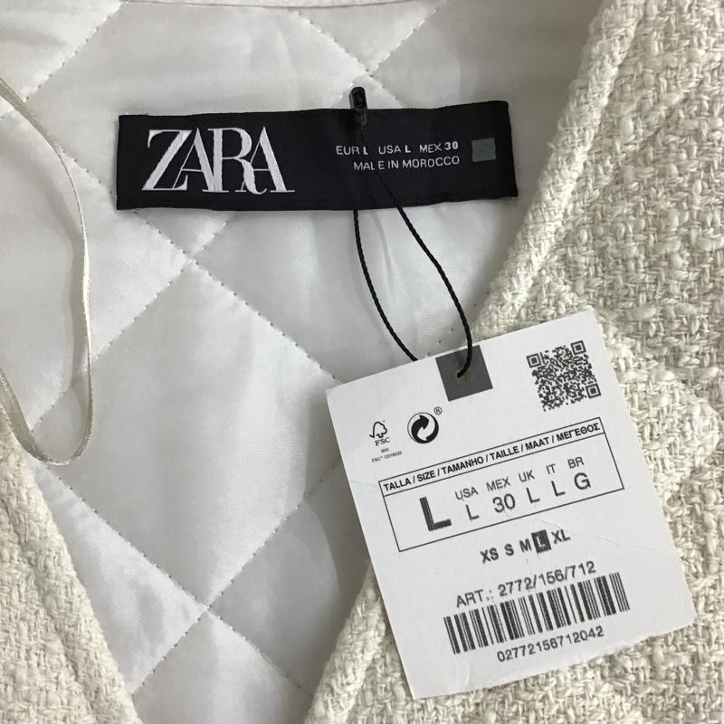 ザラ ZARA ジャケット、上着 ジャケット、ブレザー キルティングジャケット タグ付 L 無地 白 / ホワイト / レディース USED 古着 中古 10092546