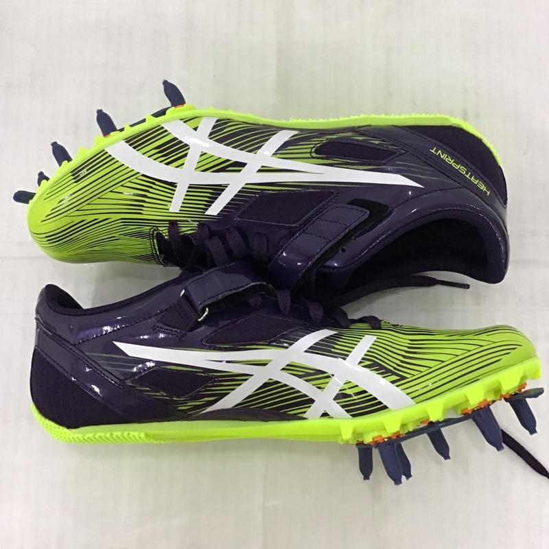 アシックス ASICS シューズ シューズ TTTP528-500 HEATSPRINT FR 8 陸上スパイク 28.5cm 箱有 28.5cm ロゴ、文字 紫 / パープル / X 黄 / イエロー / メンズ USED 古着 中古 10092634