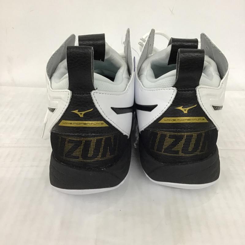 ミズノ MIZUNO スニーカー スニーカー V1GA211709 ウエーブモーメンタム 2 MID バレーボール 26.5cm 箱有 26.5cm ロゴ、文字 白 / ホワイト / X 黒 / ブラック / メンズ USED 古着 中古 10092651