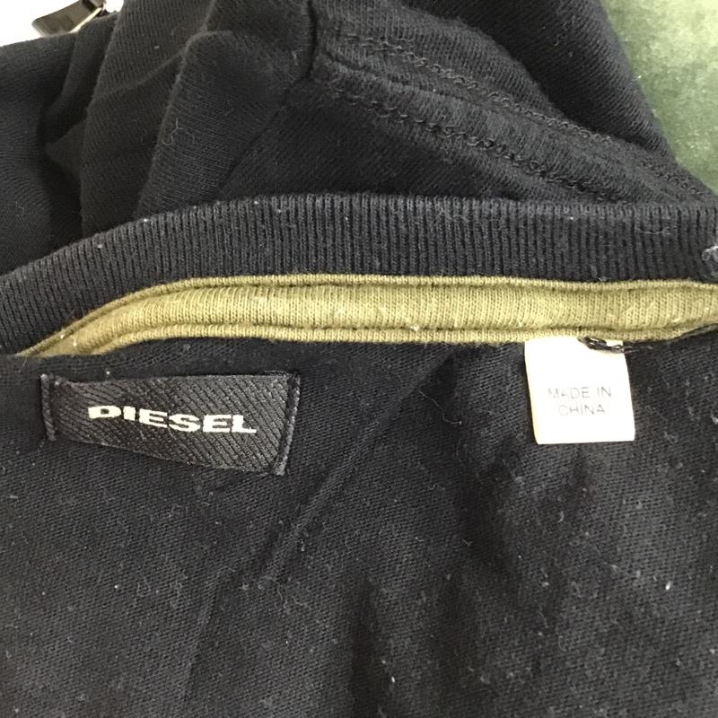 ディーゼル DIESEL Tシャツ 半袖 フロッキープリント L ロゴ、文字 黒 / ブラック / X カーキ / カーキ / メンズ USED 古着 中古 10092888
