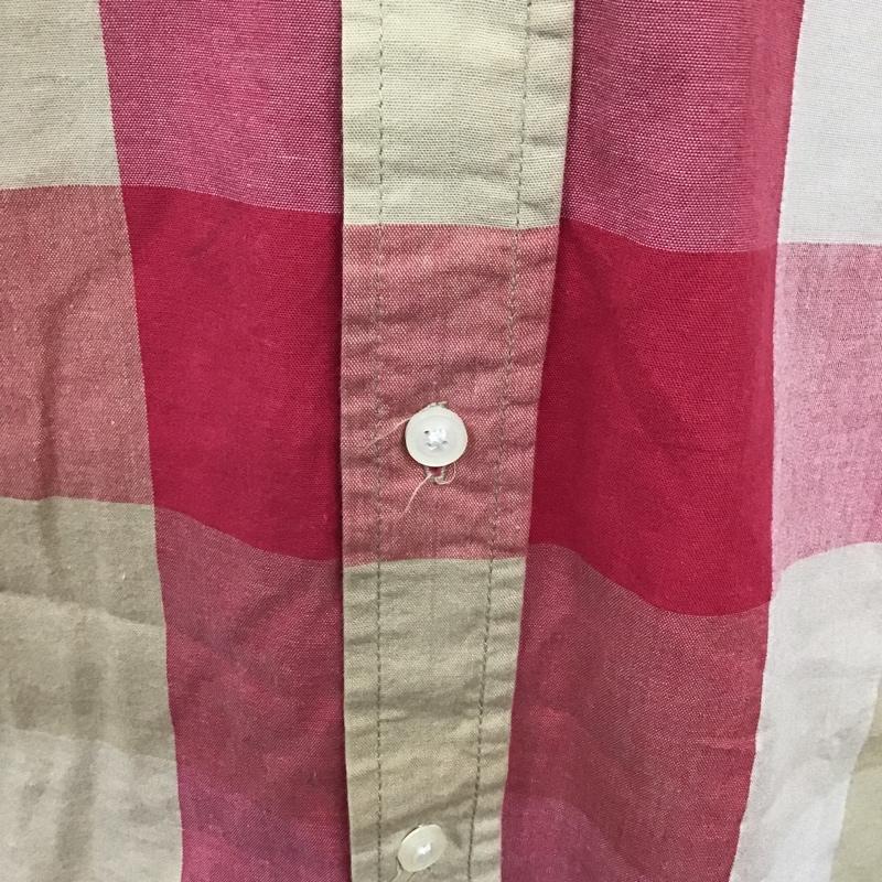 ハフ HUF シャツ、ブラウス 半袖 胸ポケット M チェック ベージュ / ベージュ / X 桃 / ピンク / メンズ USED 古着 中古 10092891