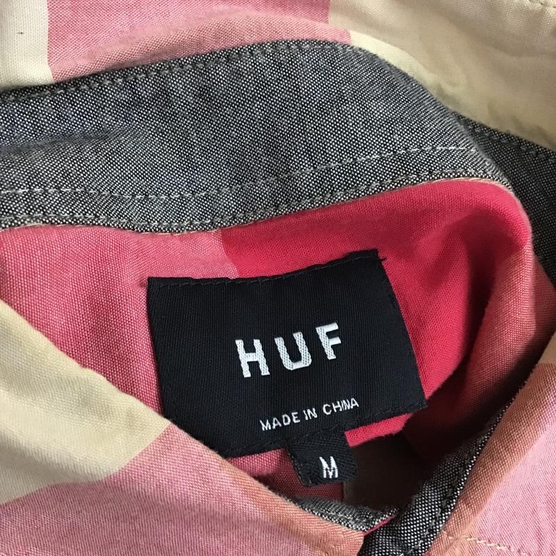 ハフ HUF シャツ、ブラウス 半袖 胸ポケット M チェック ベージュ / ベージュ / X 桃 / ピンク / メンズ USED 古着 中古 10092891