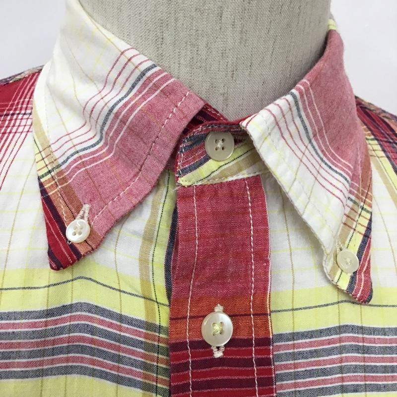 ハリウッドランチマーケット HRMARKET シャツ、ブラウス 半袖 ボタンダウン 2 チェック 白 / ホワイト / X 黄 / イエロー / X 赤 / レッド / X 紺 / ネイビー / メンズ USED 古着 中古 10092898