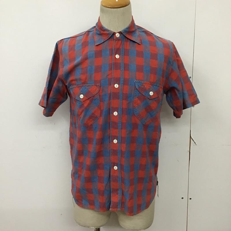 エフオービーファクトリー FOB FACTORY シャツ、ブラウス 半袖 F3326 M チェック 青 / ブルー / X 赤 / レッド / メンズ USED 古着 中古 10092899