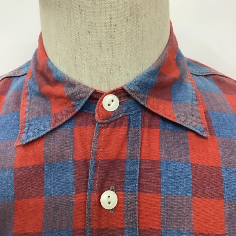 エフオービーファクトリー FOB FACTORY シャツ、ブラウス 半袖 F3326 M チェック 青 / ブルー / X 赤 / レッド / メンズ USED 古着 中古 10092899