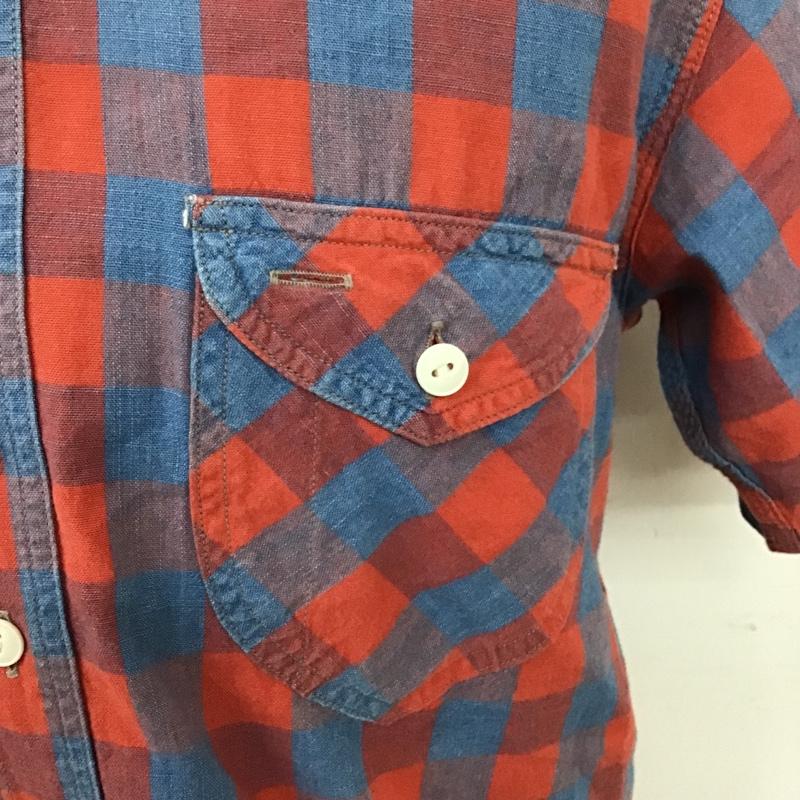 エフオービーファクトリー FOB FACTORY シャツ、ブラウス 半袖 F3326 M チェック 青 / ブルー / X 赤 / レッド / メンズ USED 古着 中古 10092899