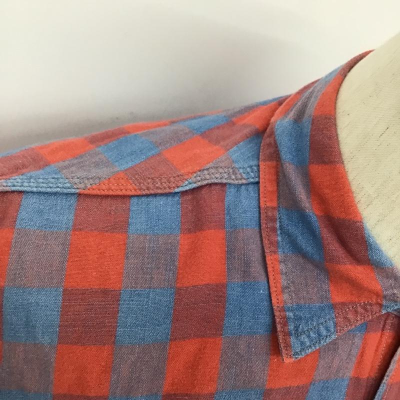 エフオービーファクトリー FOB FACTORY シャツ、ブラウス 半袖 F3326 M チェック 青 / ブルー / X 赤 / レッド / メンズ USED 古着 中古 10092899