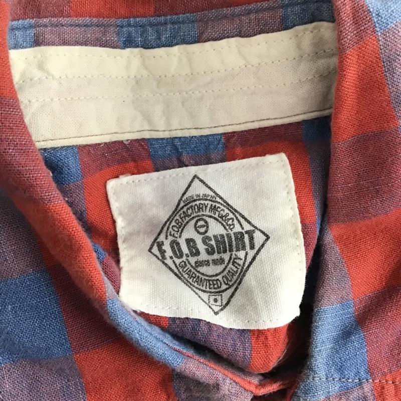 エフオービーファクトリー FOB FACTORY シャツ、ブラウス 半袖 F3326 M チェック 青 / ブルー / X 赤 / レッド / メンズ USED 古着 中古 10092899