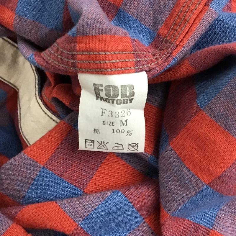 エフオービーファクトリー FOB FACTORY シャツ、ブラウス 半袖 F3326 M チェック 青 / ブルー / X 赤 / レッド / メンズ USED 古着 中古 10092899