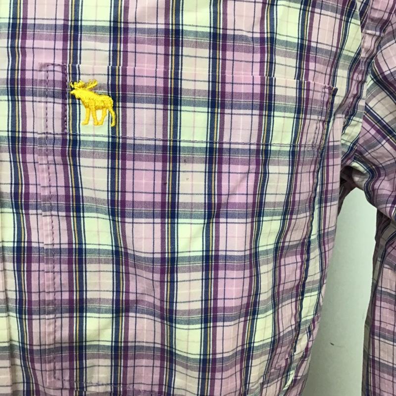 アバクロンビーアンドフィッチ ABERCROMBIE&FITCH シャツ、ブラウス 長袖 チェック S ワンポイント 紫 / パープル / X 白 / ホワイト / X 紺 / ネイビー / X 黄 / イエロー / メンズ USED 古着 中古 10092918