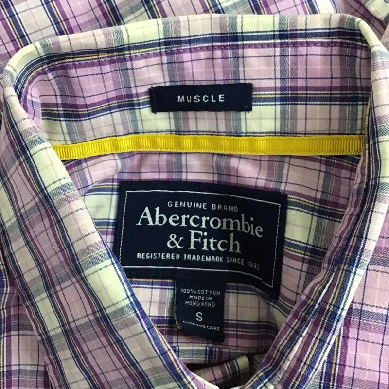 アバクロンビーアンドフィッチ ABERCROMBIE&FITCH シャツ、ブラウス 長袖 チェック S ワンポイント 紫 / パープル / X 白 / ホワイト / X 紺 / ネイビー / X 黄 / イエロー / メンズ USED 古着 中古 10092918