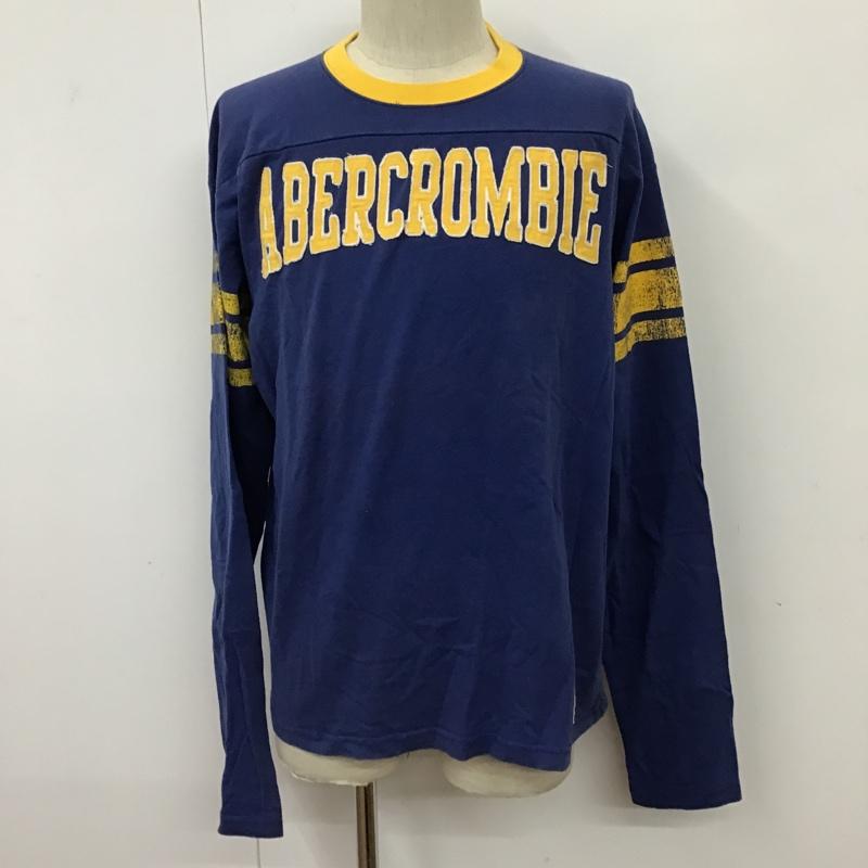 アバクロンビーアンドフィッチ ABERCROMBIE&FITCH Tシャツ 長袖 クルーネック L ロゴ、文字 青 / ブルー / X 黄 / イエロー / メンズ USED 古着 中古 10092920