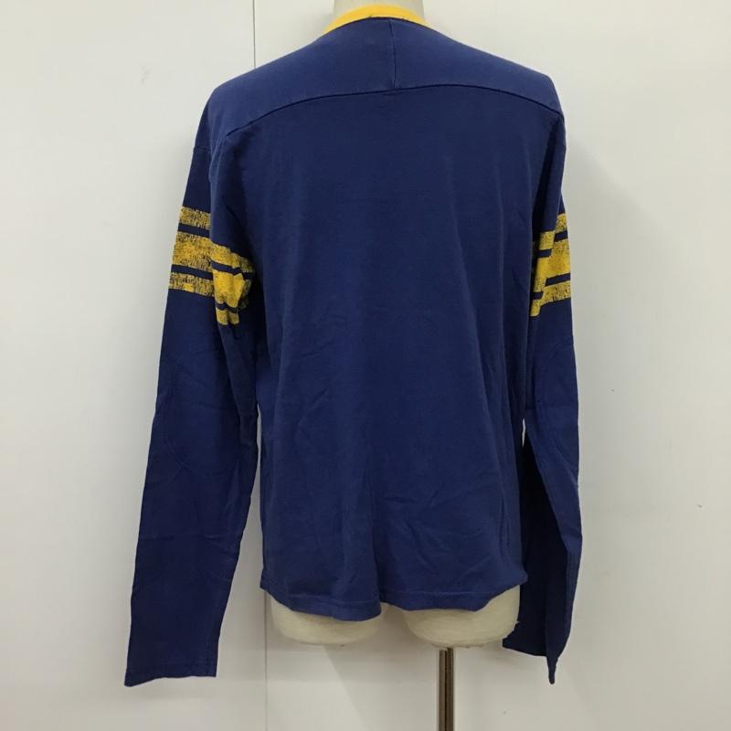 アバクロンビーアンドフィッチ ABERCROMBIE&FITCH Tシャツ 長袖 クルーネック L ロゴ、文字 青 / ブルー / X 黄 / イエロー / メンズ USED 古着 中古 10092920