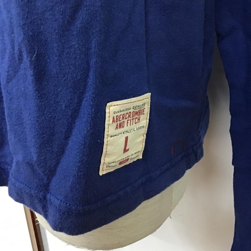 アバクロンビーアンドフィッチ ABERCROMBIE&FITCH Tシャツ 長袖 クルーネック L ロゴ、文字 青 / ブルー / X 黄 / イエロー / メンズ USED 古着 中古 10092920