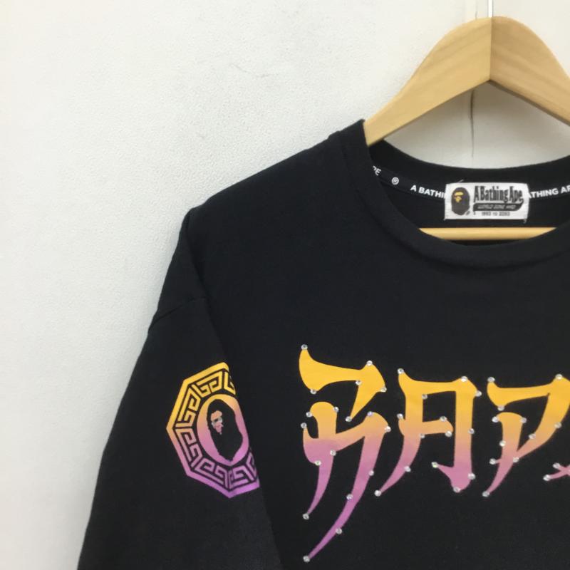 アベイシングエイプ A BATHING APE Tシャツ 半袖 MASTER オブ BAPE ラインストーン FREE プリント X ロゴ、文字 X キャラクター 黒 / ブラック / メンズ USED 古着 中古 10092984