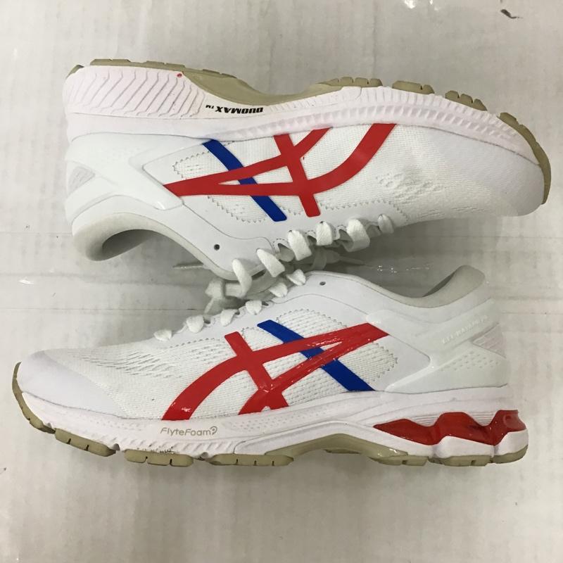 アシックス ASICS スニーカー スニーカー 1012A654 ランニングシューズ GEL-KAYANO 25cm 箱有 25.0cm ロゴ、文字 白 / ホワイト / X 赤 / レッド / X 青 / ブルー / レディース USED 古着 中古 10092991