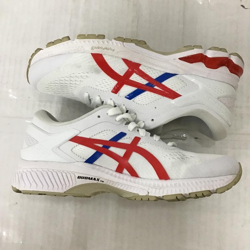 アシックス ASICS スニーカー スニーカー 1012A654 ランニングシューズ GEL-KAYANO 25cm 箱有 25.0cm ロゴ、文字 白 / ホワイト / X 赤 / レッド / X 青 / ブルー / レディース USED 古着 中古 10092991