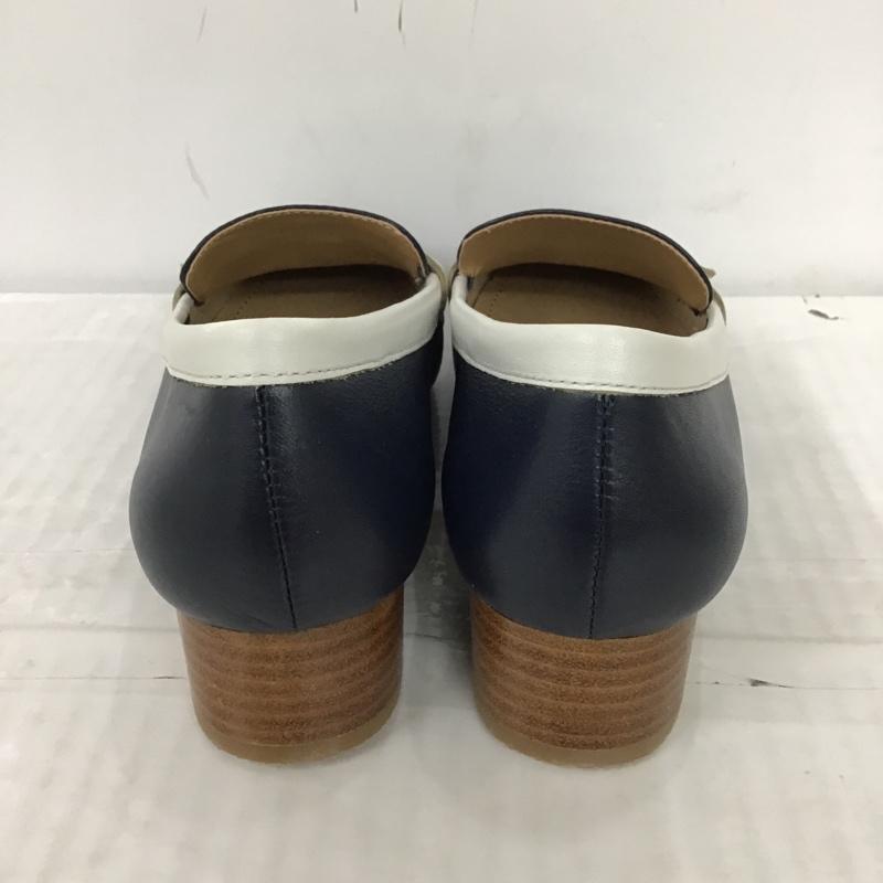 イング- ing パンプス パンプス 03026 ベルトデザインモカパンプス 23.5cm 箱有 23.5cm 無地 紺 / ネイビー / X 白 / ホワイト / レディース USED 古着 中古 10092994