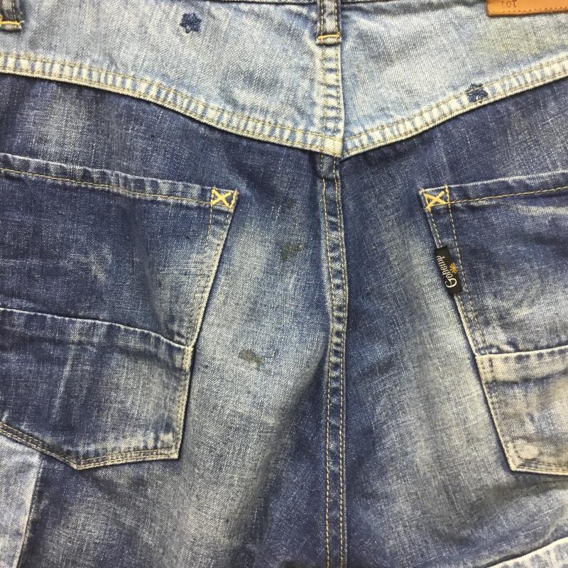 ゴーヘンプ GOHEMP パンツ ショートパンツ デニム ショーツ ダメージ加工 刺繍 30インチ インディゴ / インディゴ / メンズ USED 古着 中古 10093203