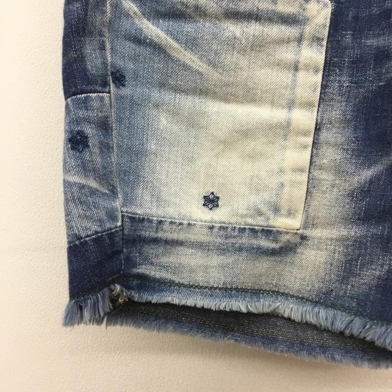 ゴーヘンプ GOHEMP パンツ ショートパンツ デニム ショーツ ダメージ加工 刺繍 30インチ インディゴ / インディゴ / メンズ USED 古着 中古 10093203