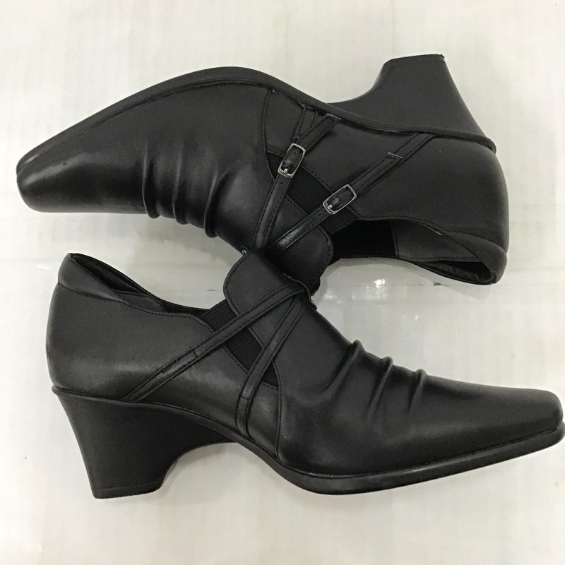 ユリコマツモト yuriko matsumoto パンプス パンプス 6675 くしゅくしゅパンプス 24cm レザー 24.0cm 無地 黒 / ブラック / レディース USED 古着 中古 10093220