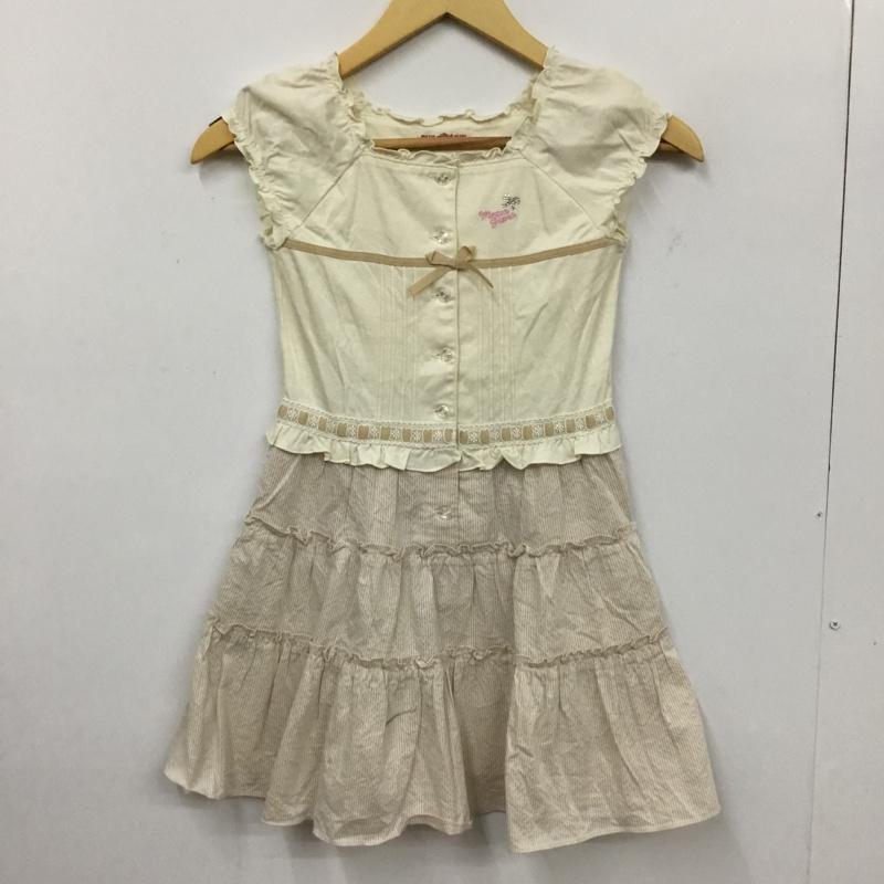 メゾピアノ MezzoPiano ワンピース ミニスカート 130cm 130cm 無地 X ストライプ マルチカラー / マルチカラー / ガールズ USED 古着 中古 10093248