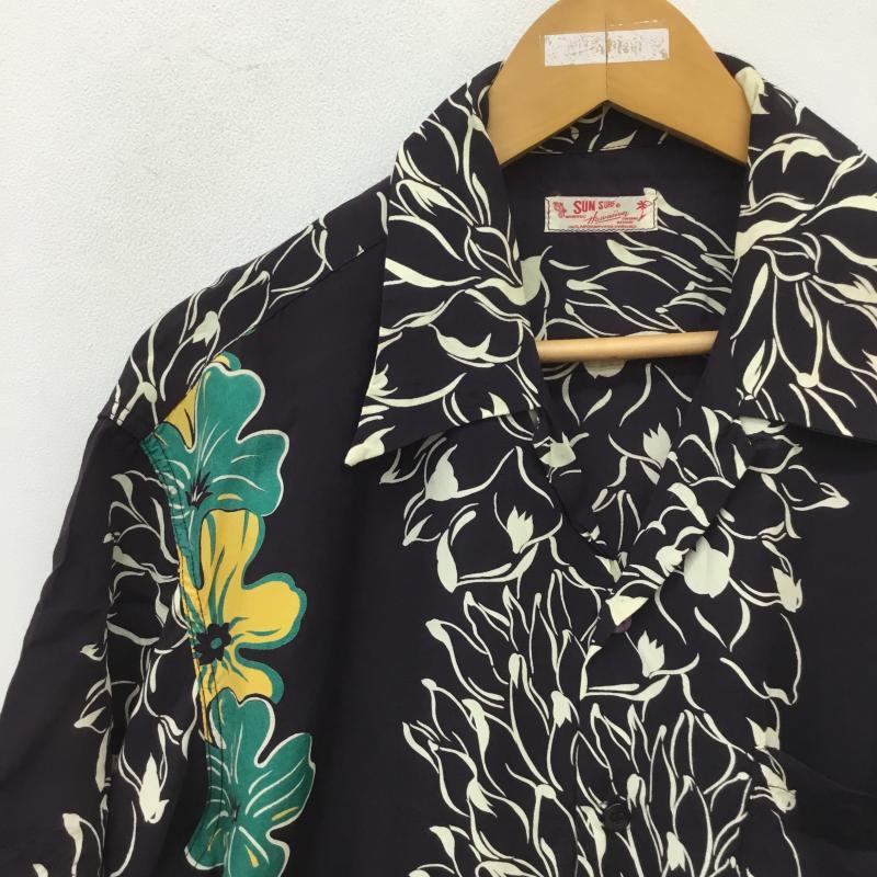 サンサーフ SUN SURF シャツ、ブラウス 半袖 アロハシャツ 開襟 オープンカラー 総柄 黒 / ブラック / メンズ USED 古着 中古 10093366