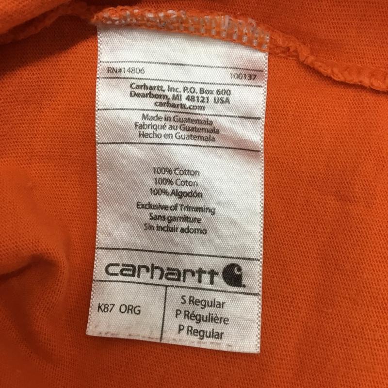 カーハート Carhartt Tシャツ 半袖 K87 ORG 胸ポケット S ロゴ、文字 橙 / オレンジ /  メンズ USED 古着 中古 10093784