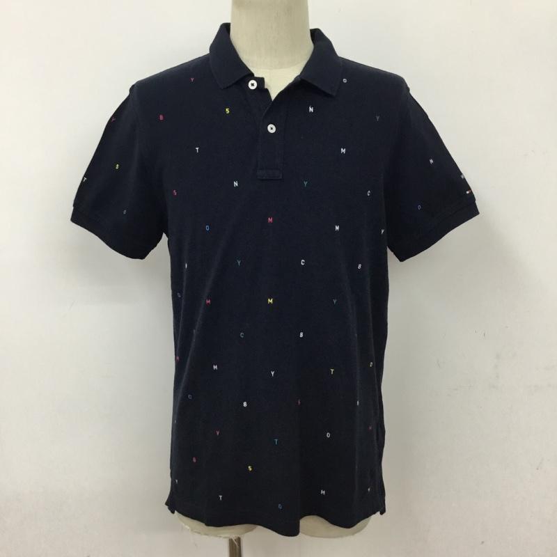 トミーヒルフィガー TOMMY HILFIGER ポロシャツ 半袖 4500218850 M 総柄 紺 / ネイビー / メンズ USED 古着 中古 10093793