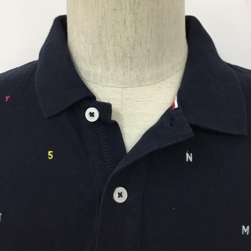 トミーヒルフィガー TOMMY HILFIGER ポロシャツ 半袖 4500218850 M 総柄 紺 / ネイビー / メンズ USED 古着 中古 10093793